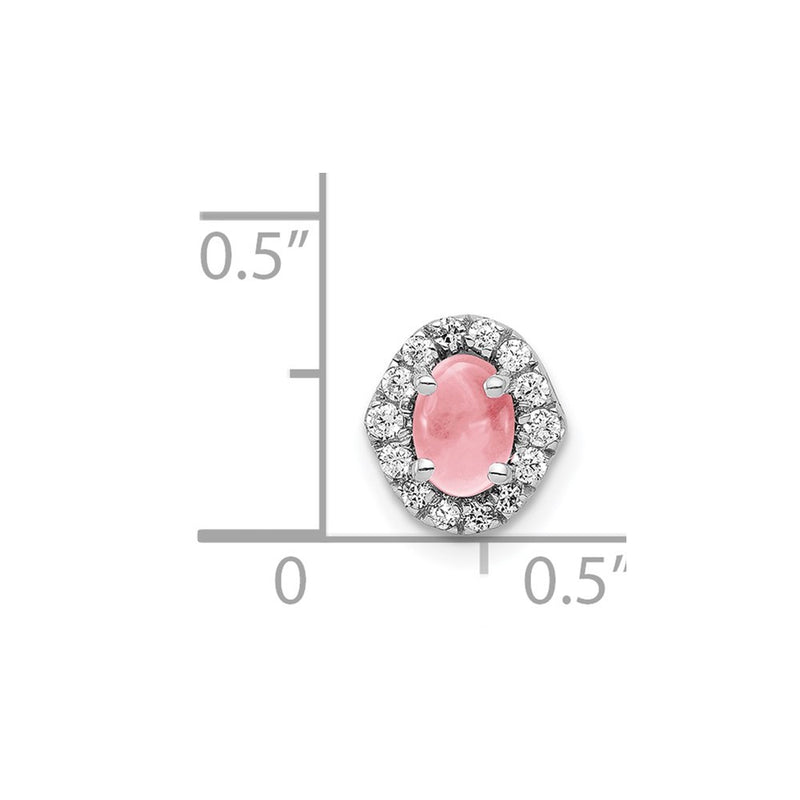 14k White Gold 14k White Gold Diamond and Cabochon .73 Pink Tourmaline Chain Slide