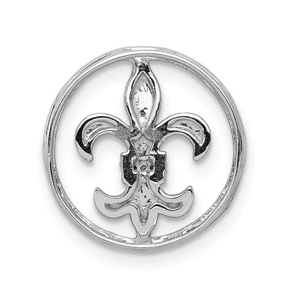 14K White Gold .01Ct. Diamond Fleur De Lis Chain Slide