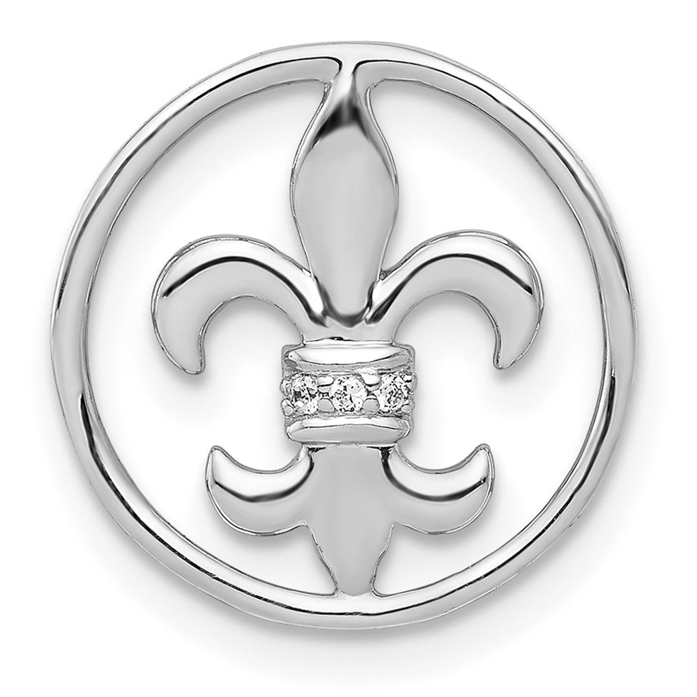 14K White Gold .01Ct. Diamond Fleur De Lis Chain Slide