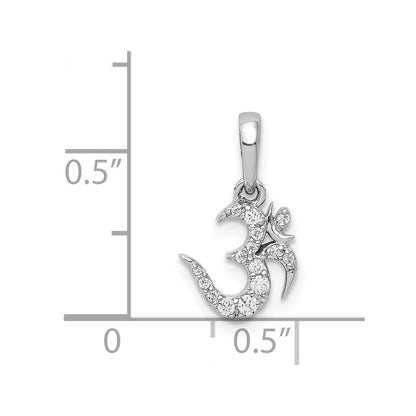 14K White Gold 1/10Ct. Diamond Om Symbol Pendant