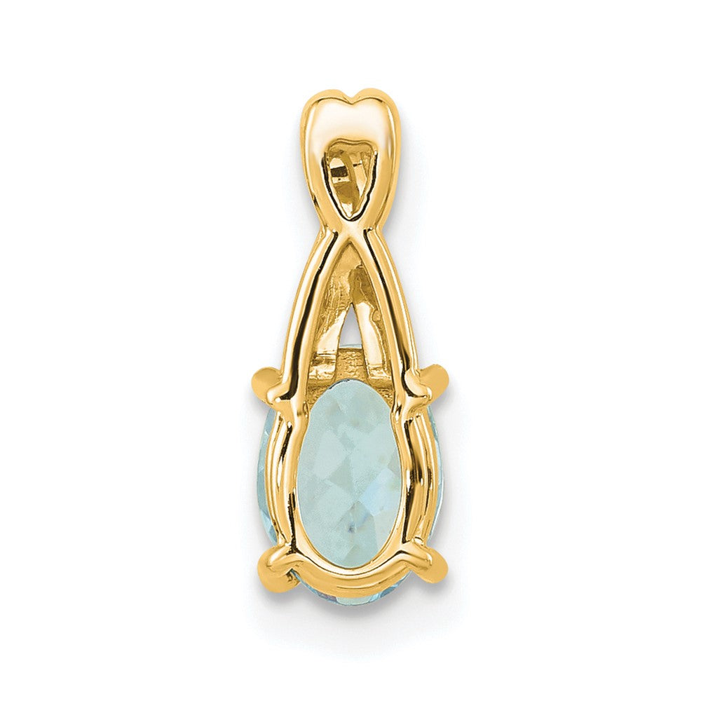 14K Yellow Gold Oval Aquamarine and Diamond Pendant