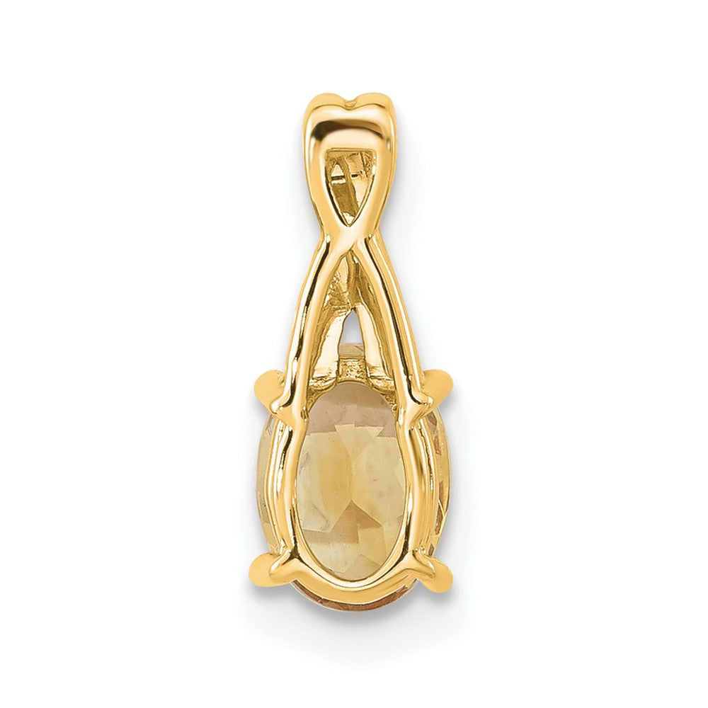 14K Yellow Gold Oval Citrine and Diamond Pendant