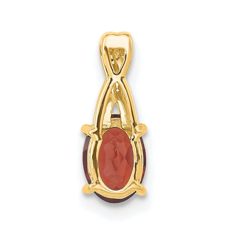 14K Yellow Gold Oval Garnet and Diamond Pendant