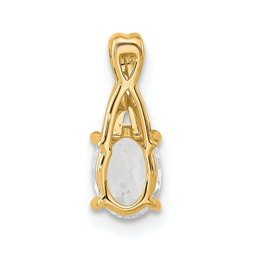 14K Yellow Gold Oval White Topaz and Diamond Pendant