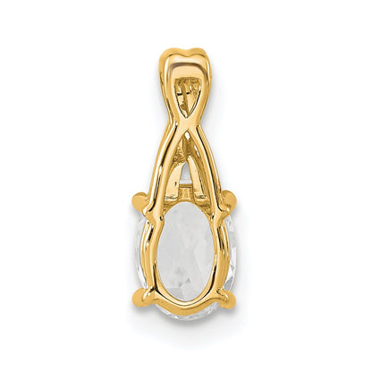 14K Yellow Gold Oval White Topaz and Diamond Pendant
