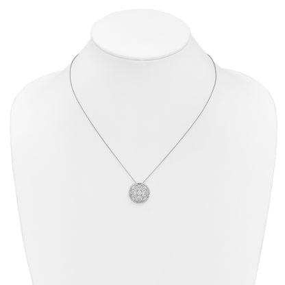 14k White Gold Real Diamond Vintage Hearts Pendant