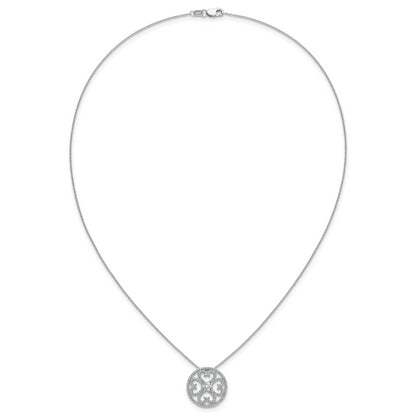 14k White Gold Real Diamond Vintage Hearts Pendant