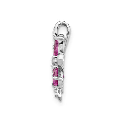 14k White Gold 14k White Gold Diamond and 2.44 Citrine/Pink Tourmaline Flower Pendant
