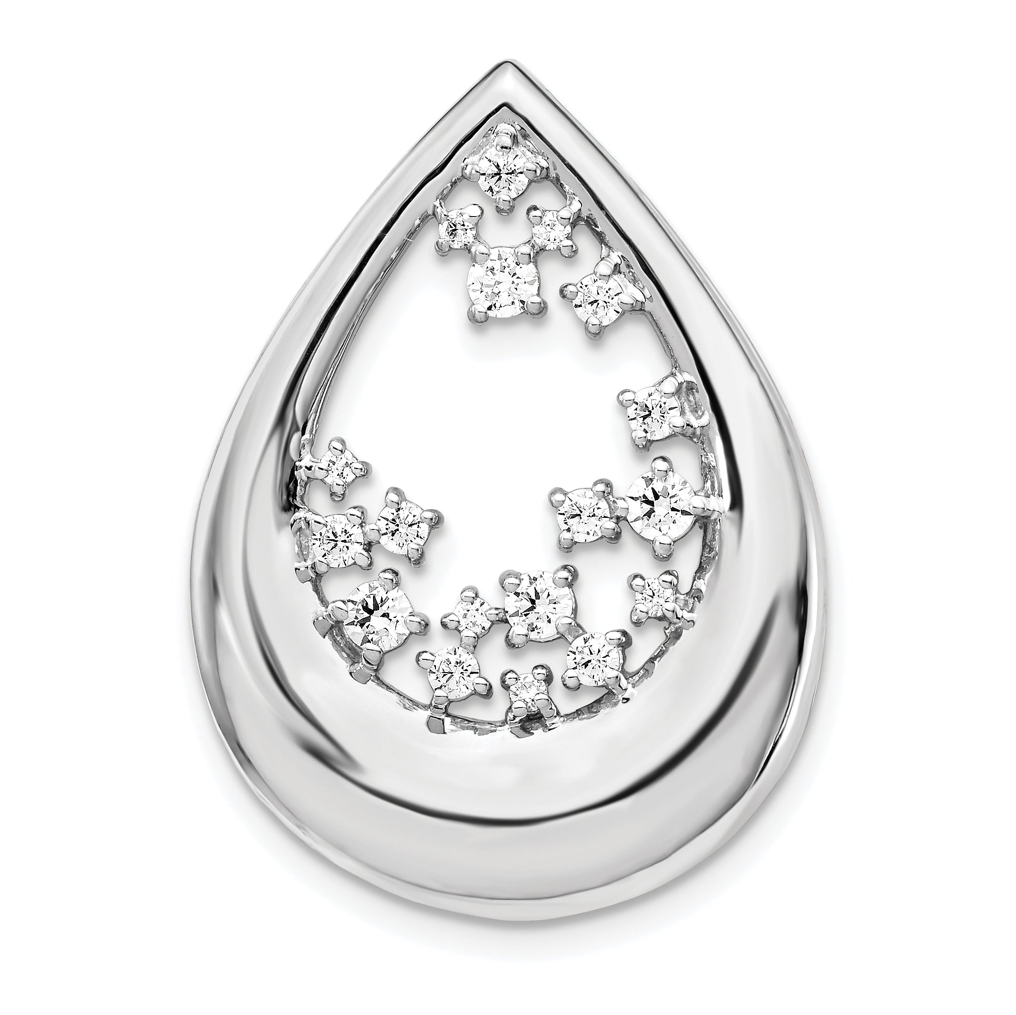 14K White Gold Lab Grown Diamond VS/SI FGH Teardrop Pendant