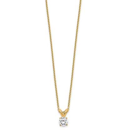 14k Yellow Gold 1/4 Ct. Lab Grown Diamond VS/SI+ G+ Round Four Prong 18 inch Solitaire Pendant Necklace