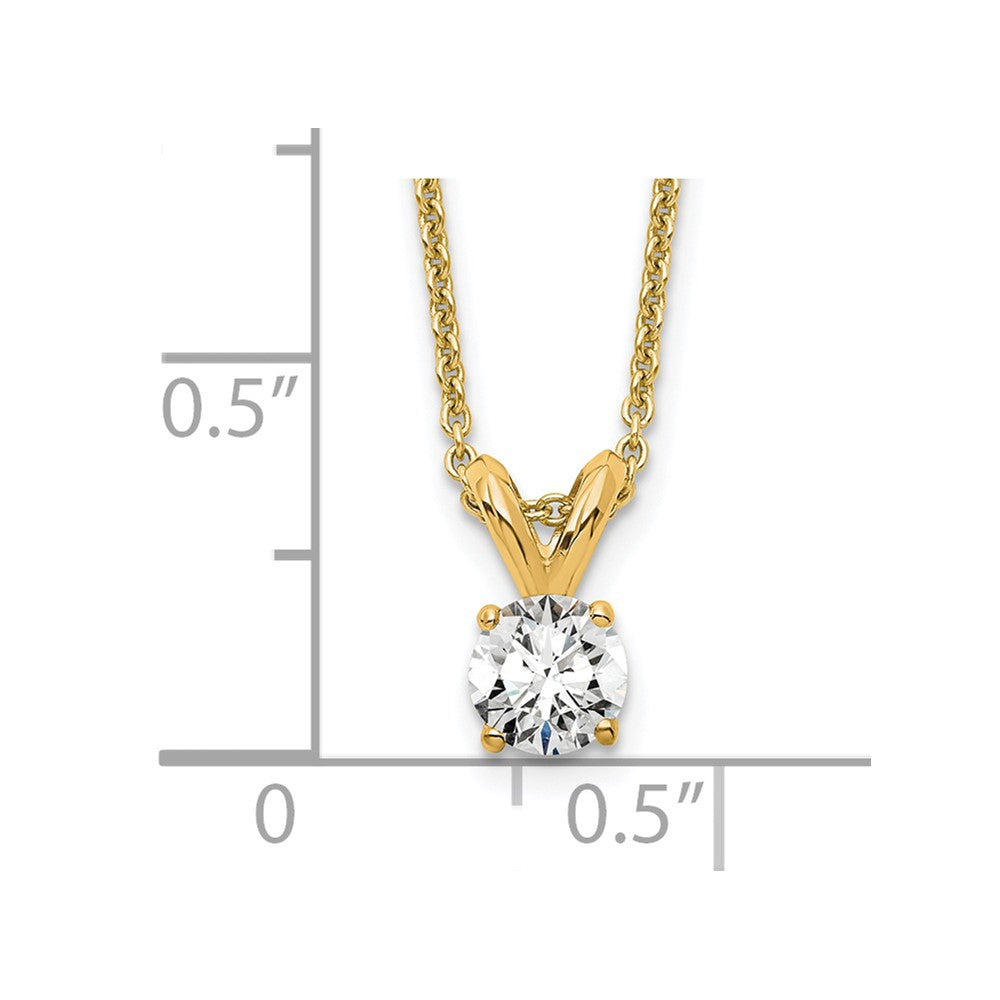14K Yellow Gold 1/4 Carat Certified Lab Grown Diamond Vs+ F+ Round Complete Four Prong 18 Inch Solitaire Pendant Necklace