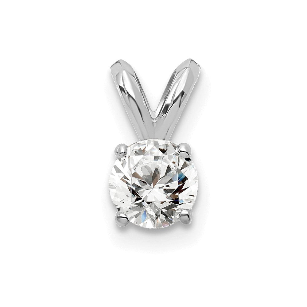 14k White Gold 1/4 Ct. Lab Grown Diamond VS/SI+ G+ Round Complete Four Prong Solitaire Pendant