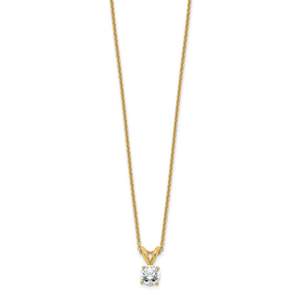 14K Yellow Gold 1/3 Carat Certified Lab Grown Diamond Vs+ F+ Round Complete Four Prong 18 Inch Solitaire Pendant Necklace