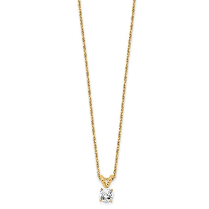 14K Yellow Gold 1/3 Carat Lab Grown Diamond Vs+ F+ Round Complete Four Prong 18 Inch Solitaire Pendant Necklace