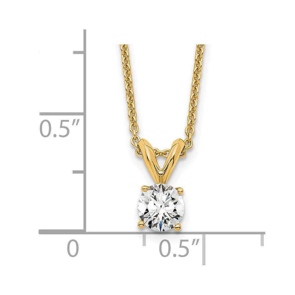 14k Yellow Gold 1/3 Ct. Lab Grown Diamond VS/SI+ G+ Round Four Prong 18 inch Solitaire Pendant Necklace