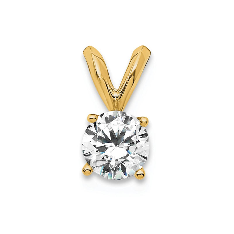 14k Yellow Gold 14k 1/3 carat Lab Grown Diamond VS+ F+ Round Complete Four Prong Solitaire Pendant