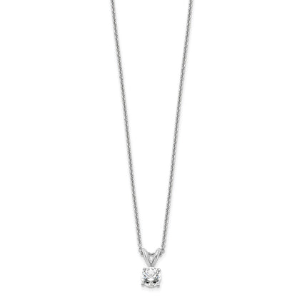 14k White Gold 1/3 Ct. Lab Grown Diamond VS/SI+ G+ Round Four Prong 18 inch Solitaire Pendant Necklace