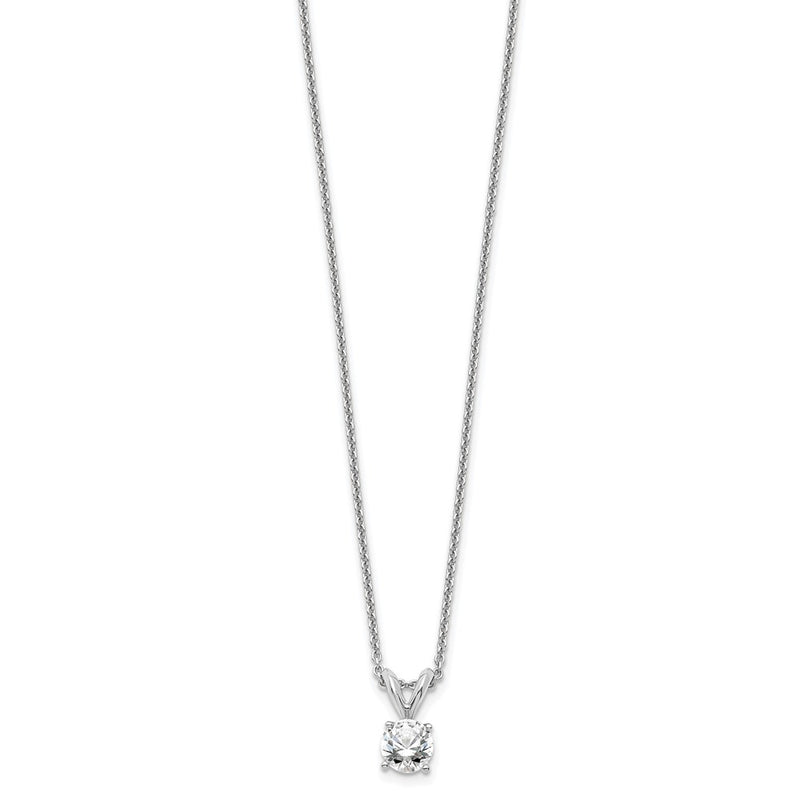 14k White Gold 1/3 Ct. Lab Grown Diamond VS/SI+ G+ Round Four Prong 18 inch Solitaire Pendant Necklace