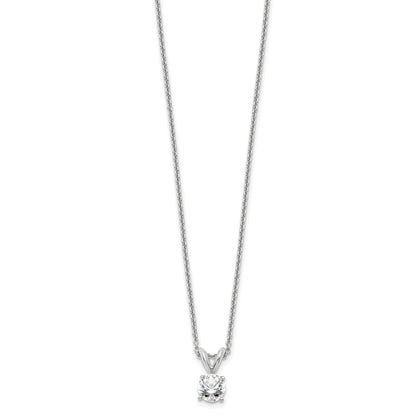 14K White Gold 1/3 Carat Lab Grown Diamond Vs+ F+ Round Complete Four Prong 18 Inch Solitaire Pendant Necklace