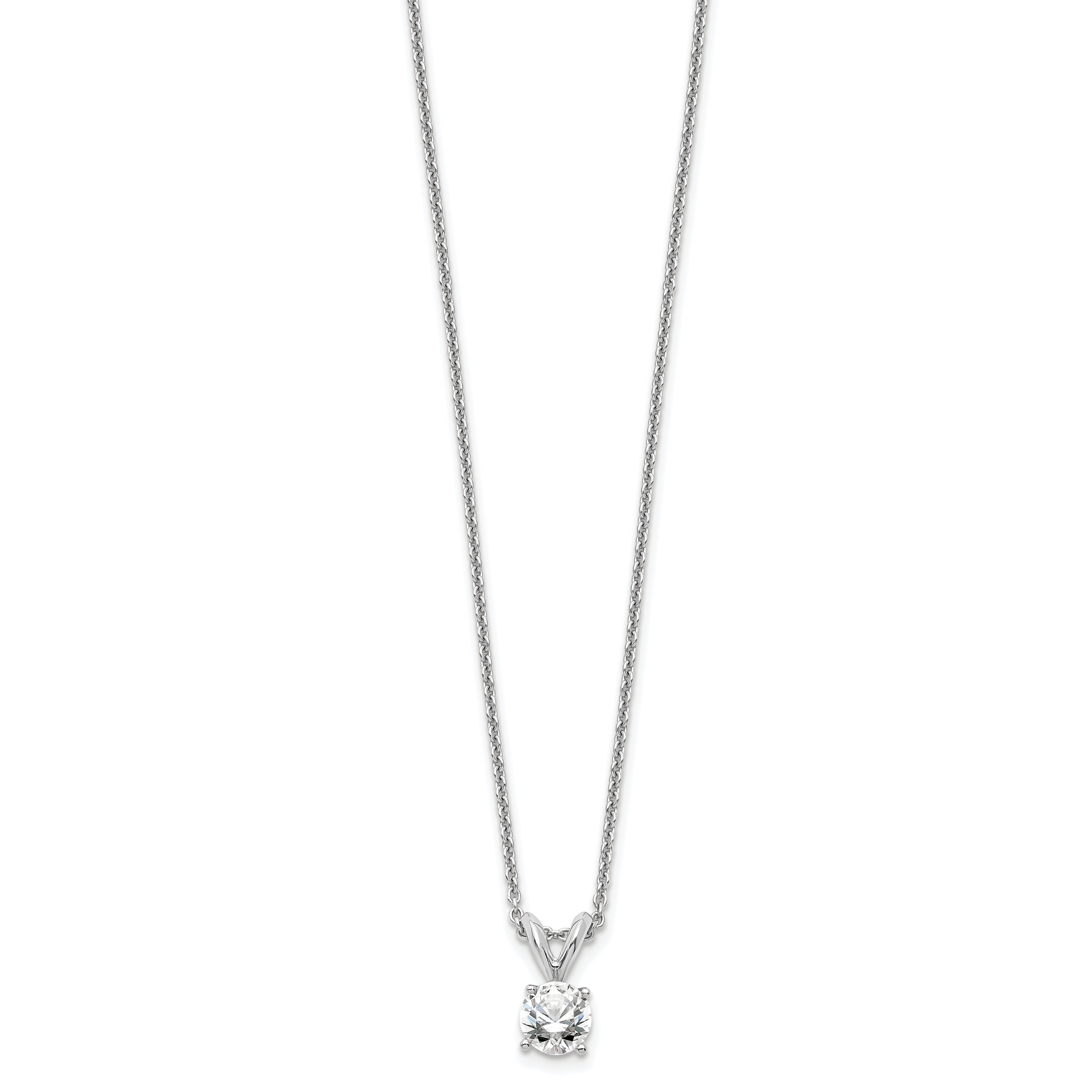 14k White Gold 1/3 Ct. Lab Grown Diamond VS/SI+ G+ Round Four Prong 18 inch Solitaire Pendant Necklace