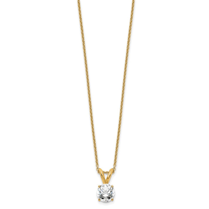 14K Yellow Gold 1/2 Carat Lab Grown Diamond Vs+ F+ Round Complete Four Prong 18 Inch Solitaire Pendant Necklace