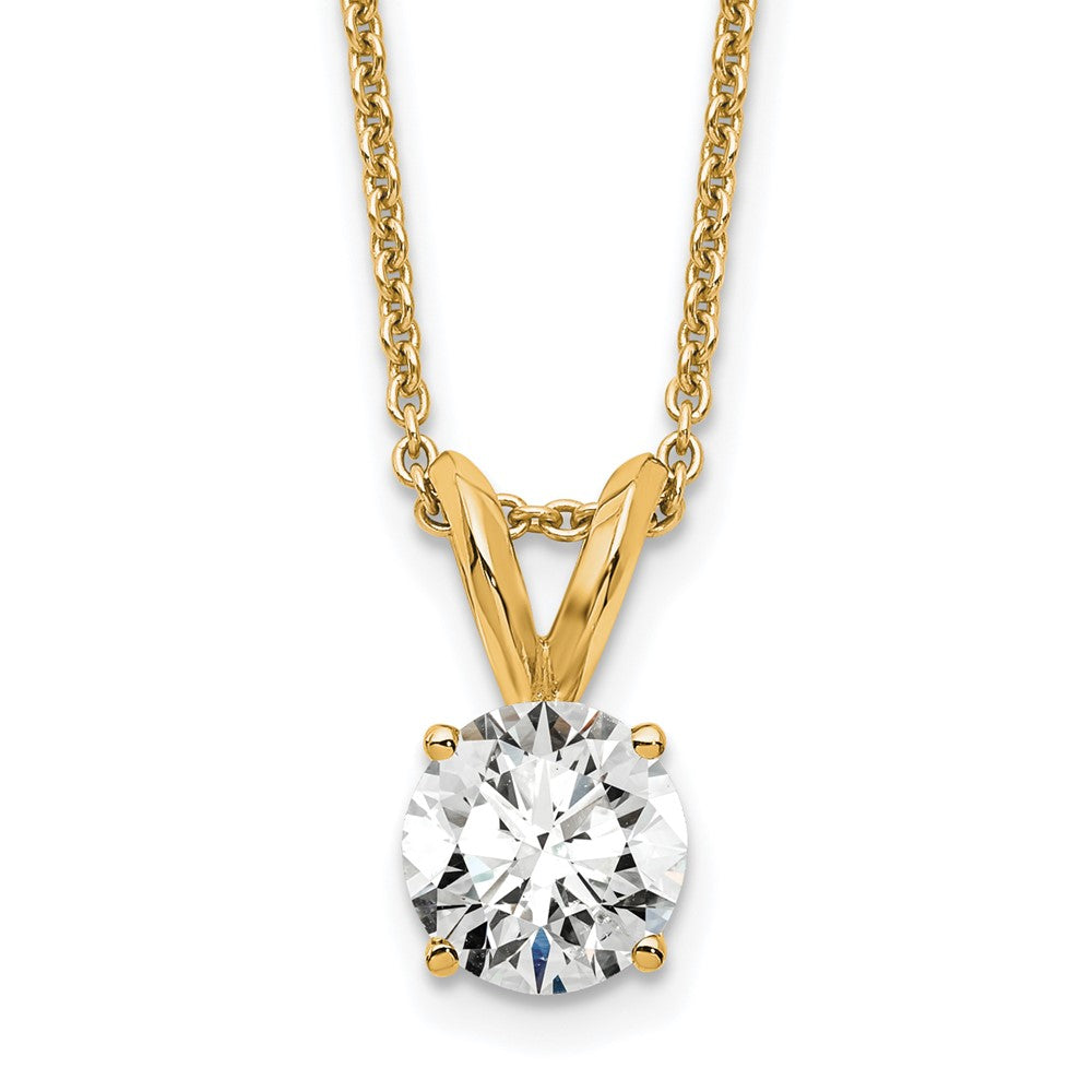 14k Yellow Gold 1/2 Ct. Lab Grown Diamond VS/SI+ G+ Round Complete Four Prong 18 inch Solitaire Pendant Necklace