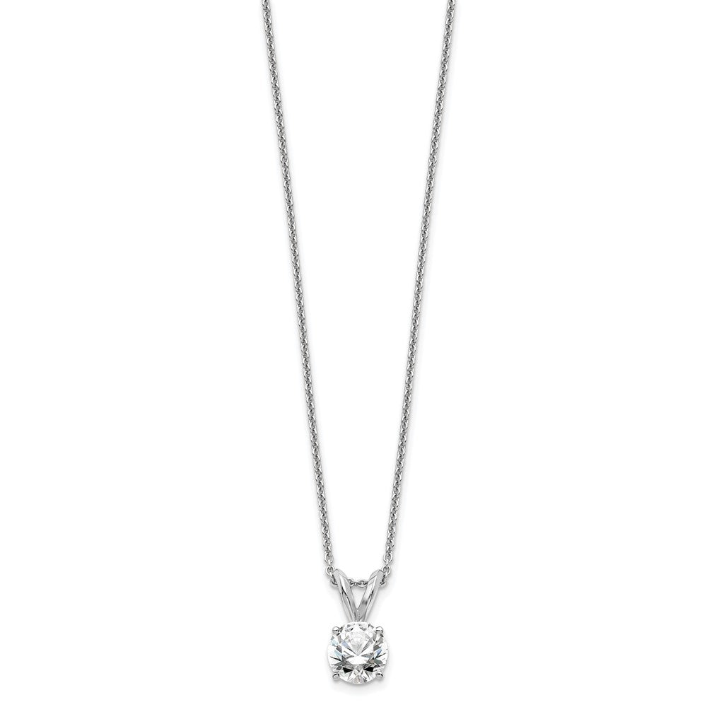 14k White Gold 1/2 Ct. Lab Grown Diamond VS/SI+ G+ Round Complete Four Prong 18 inch Solitaire Pendant Necklace