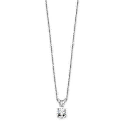 14k White Gold 1/2 Ct. Lab Grown Diamond VS/SI+ G+ Round Complete Four Prong 18 inch Solitaire Pendant Necklace