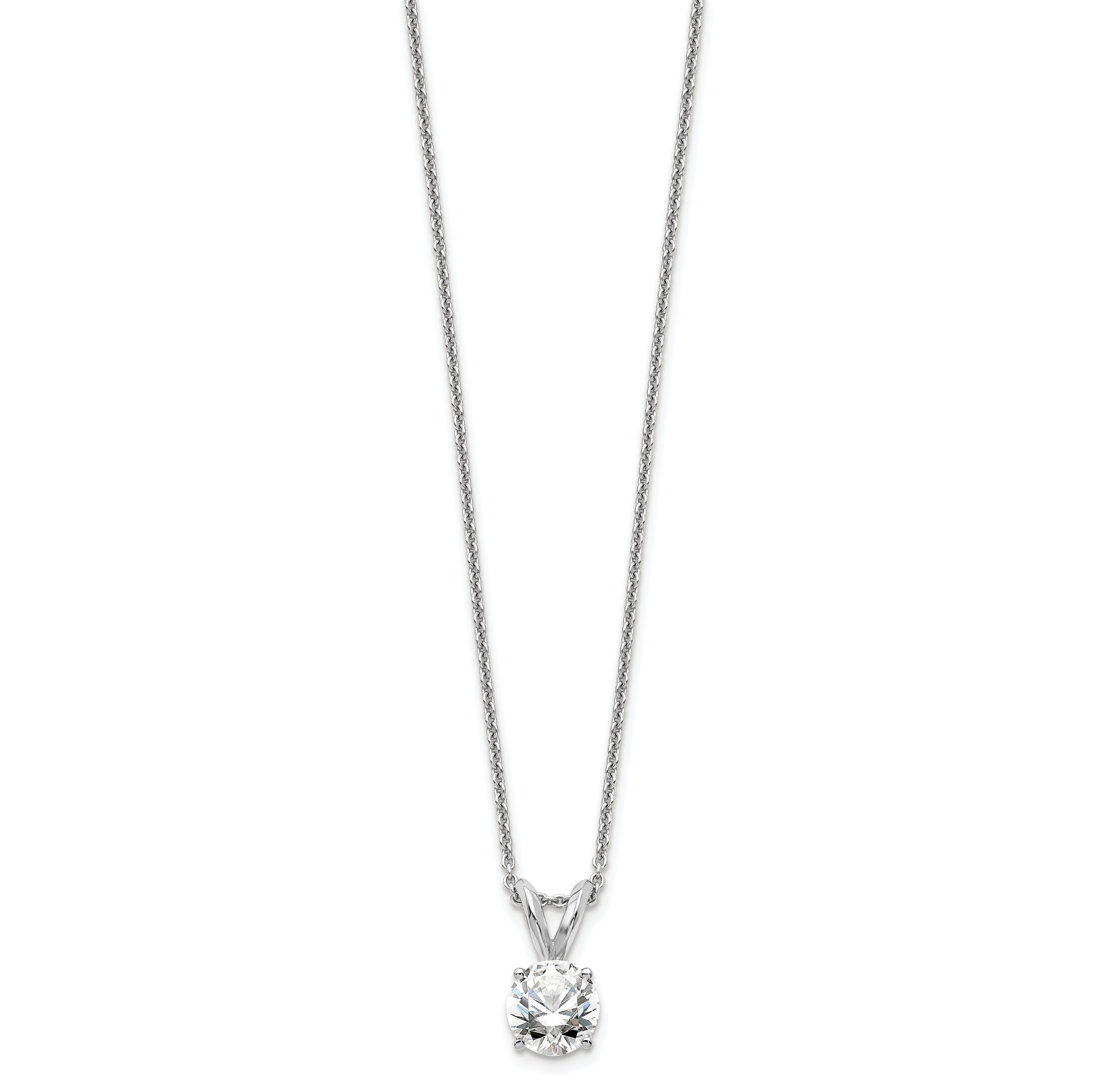 14K White Gold 1/2 Carat Certified Lab Grown Diamond Vs+ F+ Round Complete Four Prong 18 Inch Solitaire Pendant Necklace