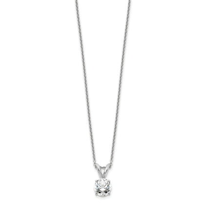 14K White Gold 1/2 Carat Certified Lab Grown Diamond Vs+ F+ Round Complete Four Prong 18 Inch Solitaire Pendant Necklace