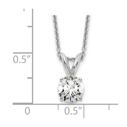 14K White Gold 1/2 Carat Certified Lab Grown Diamond Vs+ F+ Round Complete Four Prong 18 Inch Solitaire Pendant Necklace