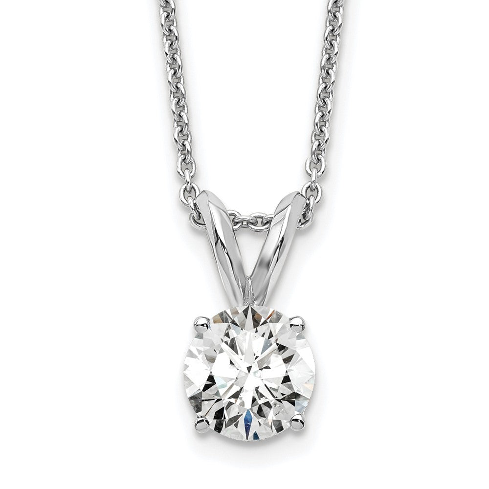 14k White Gold 1/2 Ct. Lab Grown Diamond VS/SI+ G+ Round Complete Four Prong 18 inch Solitaire Pendant Necklace