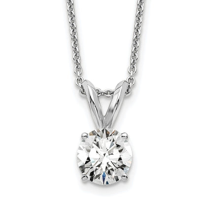 14k White Gold 1/2 Ct. Lab Grown Diamond VS/SI+ G+ Round Complete Four Prong 18 inch Solitaire Pendant Necklace