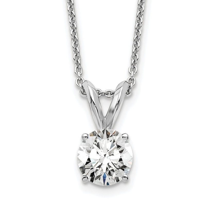 14k White Gold 1/2 Ct. Lab Grown Diamond VS/SI+ G+ Round Complete Four Prong 18 inch Solitaire Pendant Necklace