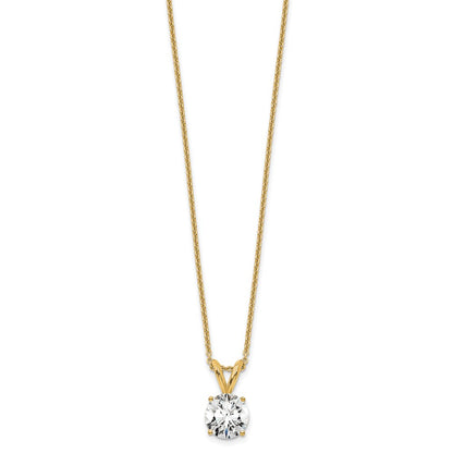 14k Yellow Gold 3/4 Ct. Certified Lab Grown Diamond VS/SI+ G+ Round Four Prong 18 inch Solitaire Pendant Necklace