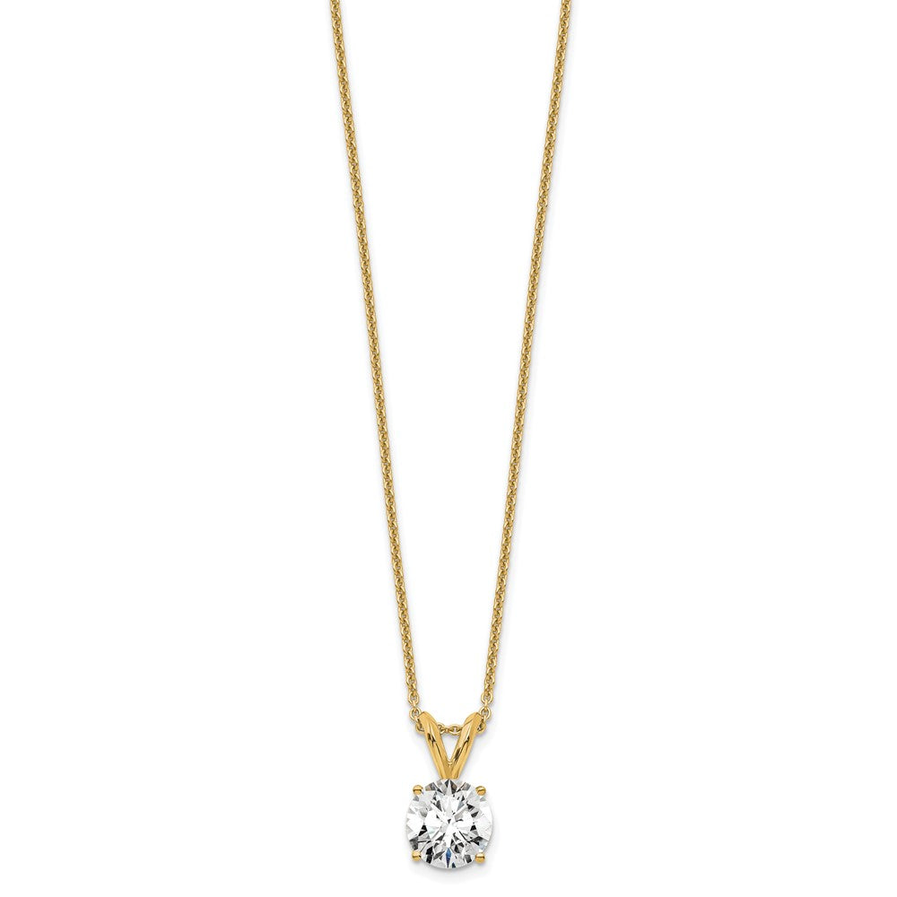 14k Yellow Gold 3/4 Ct. Lab Grown Diamond VS+ F+ Round Four Prong 18 inch Solitaire Pendant Necklace