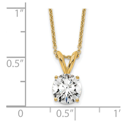 14k Yellow Gold 3/4 Ct. Certified Lab Grown Diamond VS/SI+ G+ Round Four Prong 18 inch Solitaire Pendant Necklace
