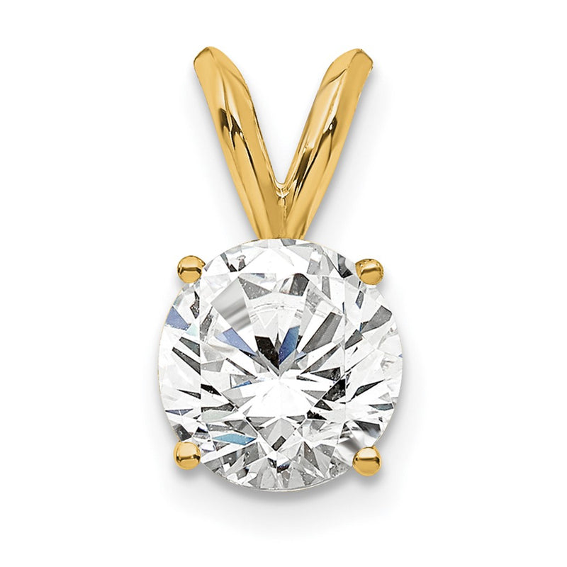 14k Yellow Gold 3/4 Ct. Lab Grown Diamond VS+ F+ Round Four Prong Solitaire Pendant