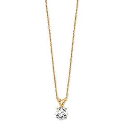 14K Yellow Gold 3/4 Carat Lab Grown Diamond Vs/Si+ G+ Round Complete Four Prong 18 Inch Solitaire Pendant Necklace