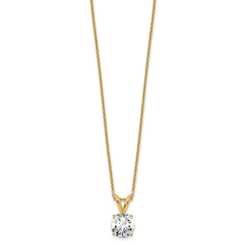 14K Yellow Gold 3/4 Carat Lab Grown Diamond Vs/Si+ G+ Round Complete Four Prong 18 Inch Solitaire Pendant Necklace
