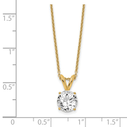 14K Yellow Gold 3/4 Carat Lab Grown Diamond Vs/Si+ G+ Round Complete Four Prong 18 Inch Solitaire Pendant Necklace