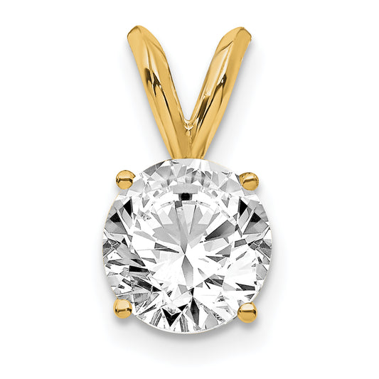 14K Yellow Gold 3/4 Carat Lab Grown Diamond Vs/Si+ G+ Round Complete Four Prong Solitaire Pendant
