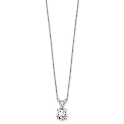 14k White Gold 3/4 Ct. Lab Grown Diamond VS+ F+ Round Four Prong 18 inch Solitaire Pendant Necklace