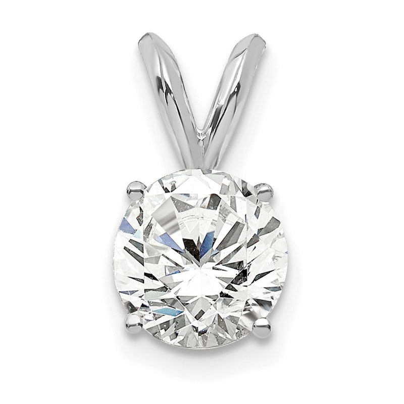14k White Gold 3/4 Ct. Lab Grown Diamond VS+ F+ Round Four Prong Solitaire Pendant