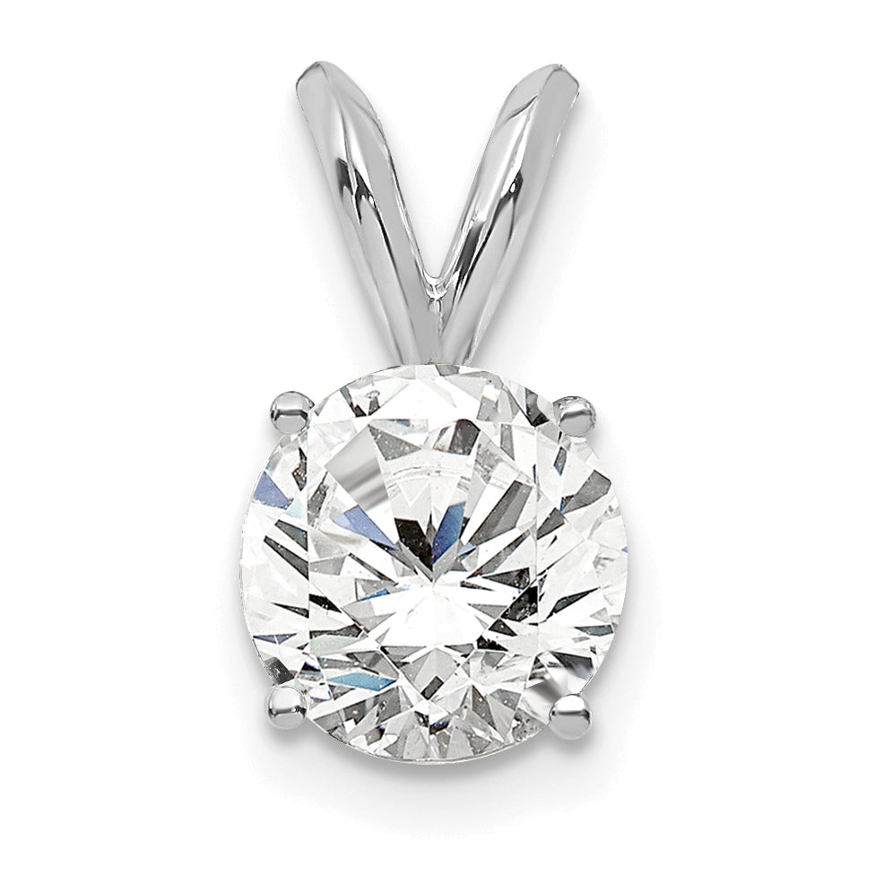 14K White Gold 3/4 Carat Certified Lab Grown Diamond Vs+ F+ Round Complete Four Prong Solitaire Pendant