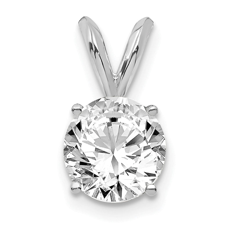 14K White Gold 3/4 Carat Lab Grown Diamond Vs/Si+ G+ Round Complete Four Prong Solitaire Pendant