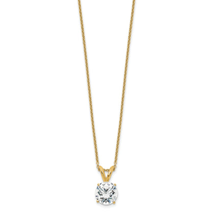 14k Yellow Gold 1 Ct. Certified Lab Grown Diamond VS/SI+ G+ Round Four Prong 18 inch Solitaire Pendant Necklace