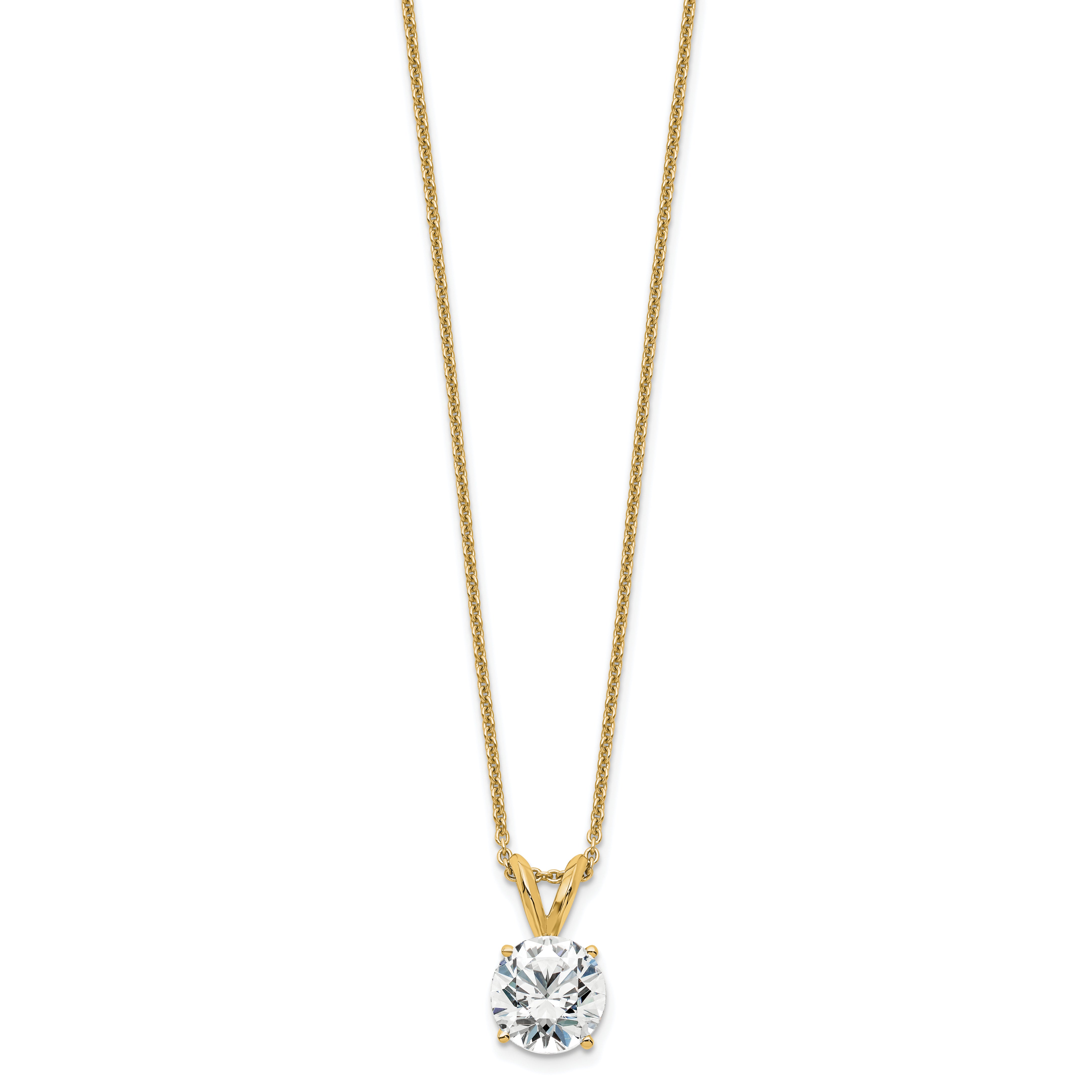 14k Yellow Gold 1 Ct. Lab Grown Diamond VS+ F+ Round Four Prong 18 inch Solitaire Pendant Necklace