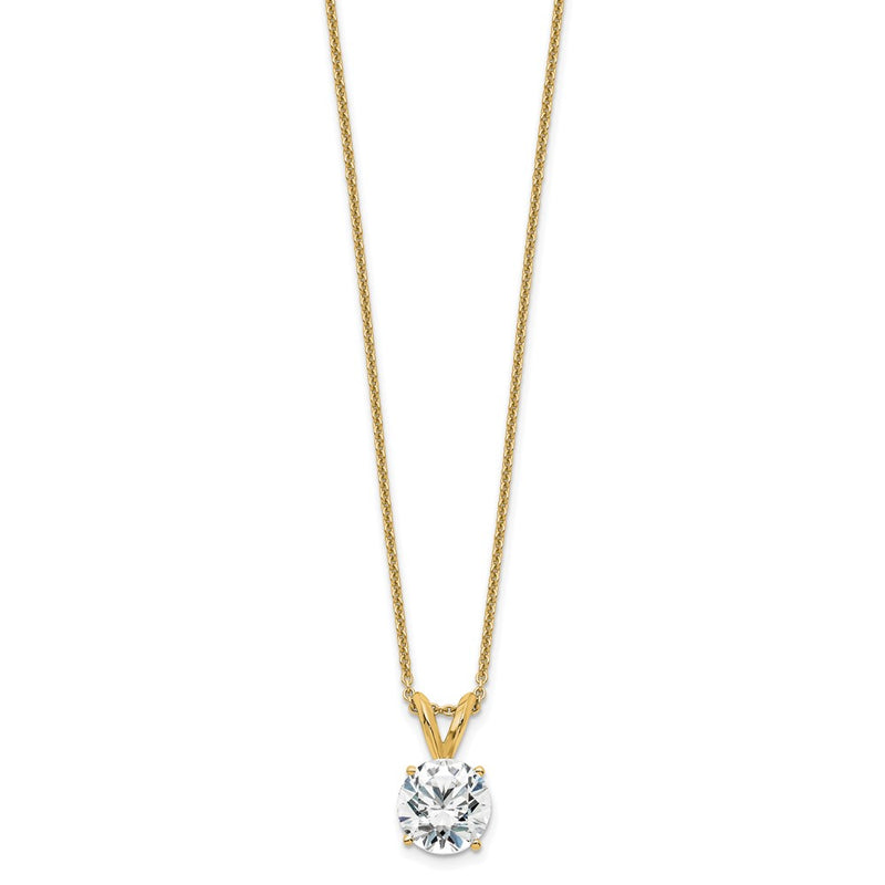 14k Yellow Gold 1 Ct. Certified Lab Grown Diamond VS/SI+ G+ Round Four Prong 18 inch Solitaire Pendant Necklace