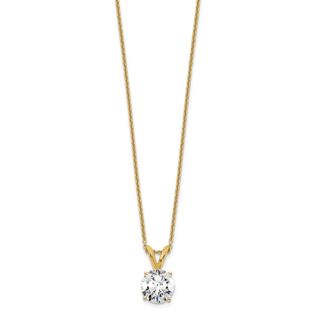 14K Yellow Gold 1 Carat Certified Lab Grown Diamond Vs+ F+ Round Complete Four Prong 18 Inch Solitaire Pendant Necklace